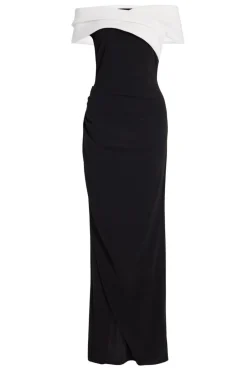 Quiz Pleated Bardot Maxi Dress Black Hot