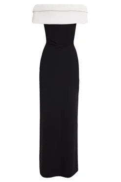 Quiz Pleated Bardot Maxi Dress Black Hot