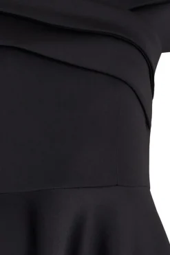 Quiz Pleated Bardot Midaxi Dress Black Hot