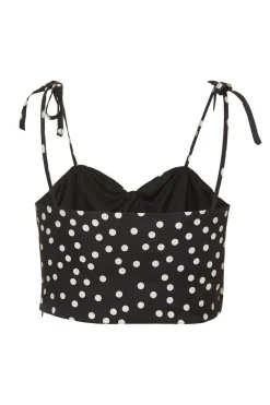 Quiz Black Polka Dot Crop Top New
