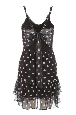 Quiz Black Polka Print Dot Frill Mini Dress Hot