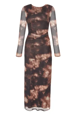 Quiz Black Printed Long Sleeve Midaxi Dress Hot