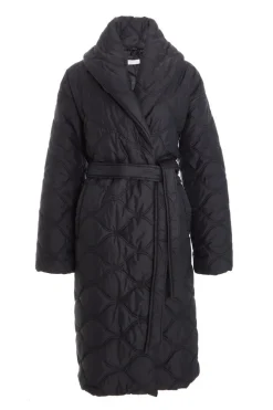 Quiz Quilted Long Line Coat Black Discount