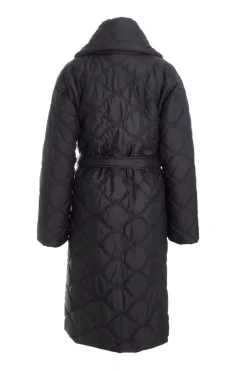 Quiz Quilted Long Line Coat Black Discount