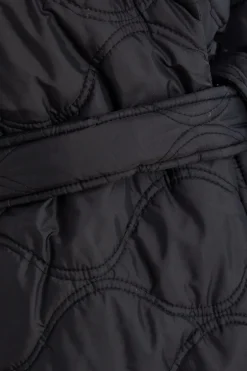 Quiz Quilted Long Line Coat Black Discount