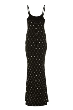 Quiz Rhinestone Strappy Maxi Dress Black Discount