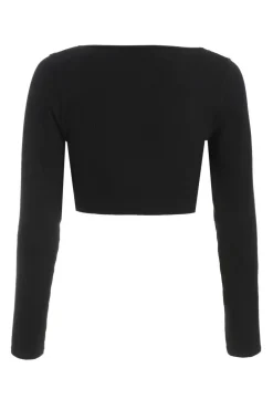 Quiz Ribbed Crop Top Black Clearance