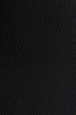 Quiz Ribbed Crop Top Black Clearance