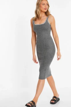 Quiz Black Ribbed Midi Dress Best