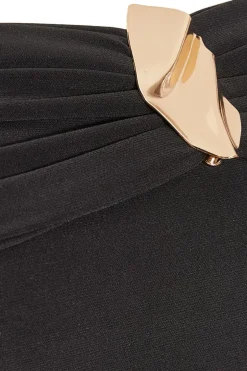 Quiz Ruched Bardot Crop Top Black Sale