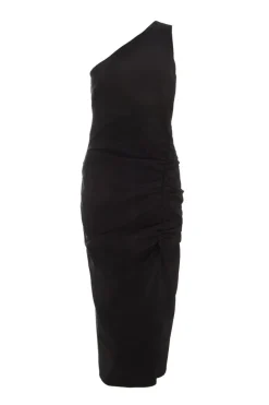 Quiz Black Ruched One Shoulder Midaxi Dress Online