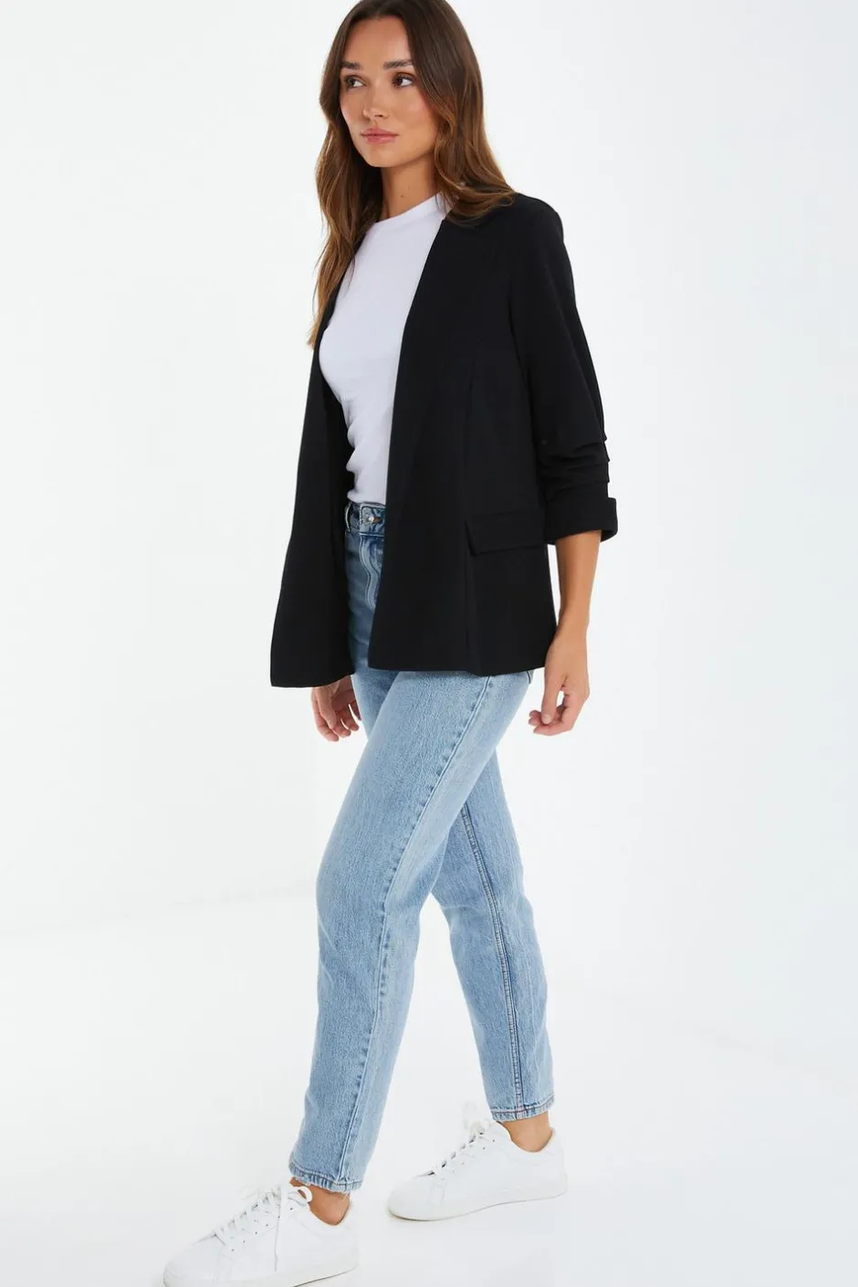 Quiz Ruched Sleeve Blazer Black Best