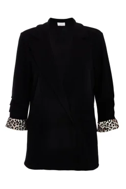 Quiz Ruched Sleeve Blazer Black Clearance