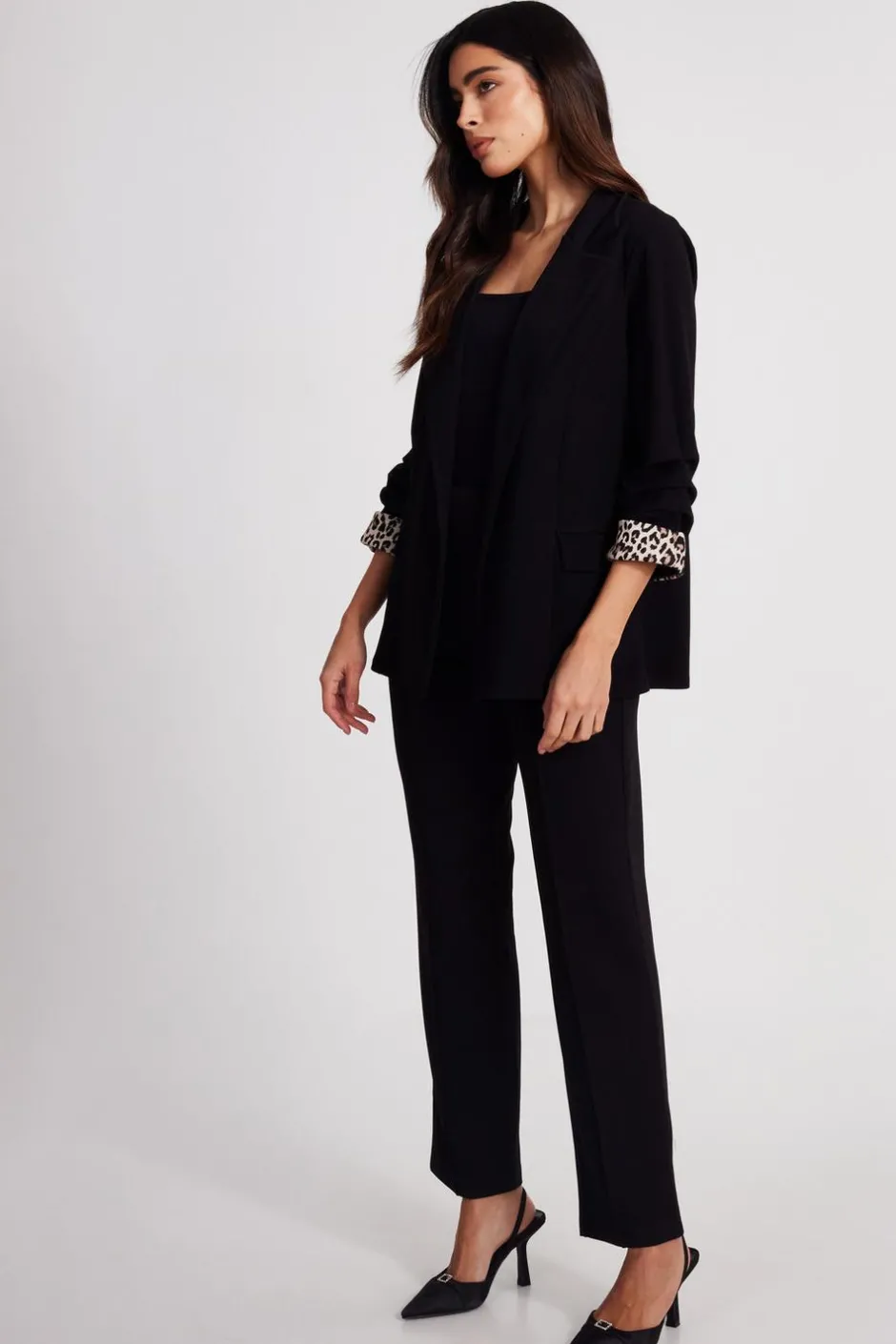 Quiz Ruched Sleeve Blazer Black Clearance