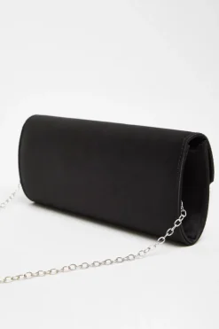 Quiz Black Satin Embellished Clutch Bag Clearance