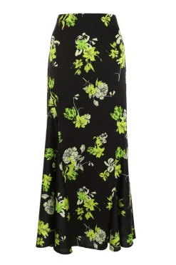 Quiz Black Satin Floral Midaxi Skirt Discount
