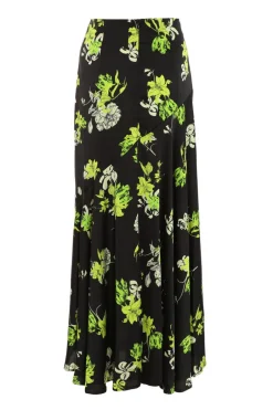 Quiz Black Satin Floral Midaxi Skirt Discount
