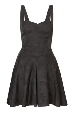 Quiz Satin Jacquard Mini Dress Black Clearance