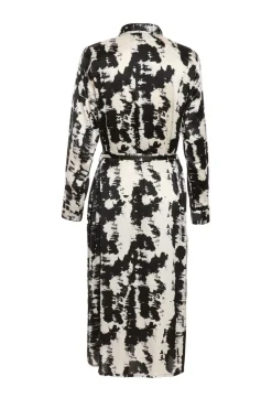 Quiz Black Satin Marble Print Shirt Dress Clearance