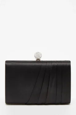Quiz Black Satin Pleated Clutch Bag New