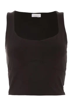 Quiz Scoop Neck Crop Top Black Discount
