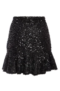 Quiz Black Sequin Frill Mini Skirt Discount