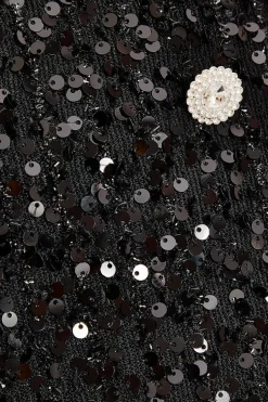 Quiz Black Sequin Frill Mini Skirt Discount