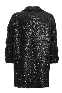 Quiz Sequin Ruched Blazer Black Discount