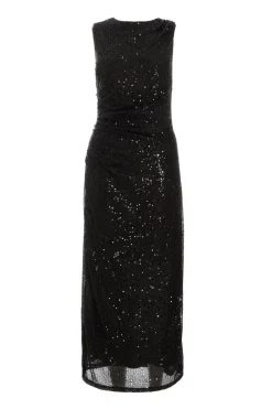 Quiz Black Sequin Ruched Side Midaxi Dress Best