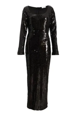 Quiz Black Sequin Tie Front Maxi Dress Outlet