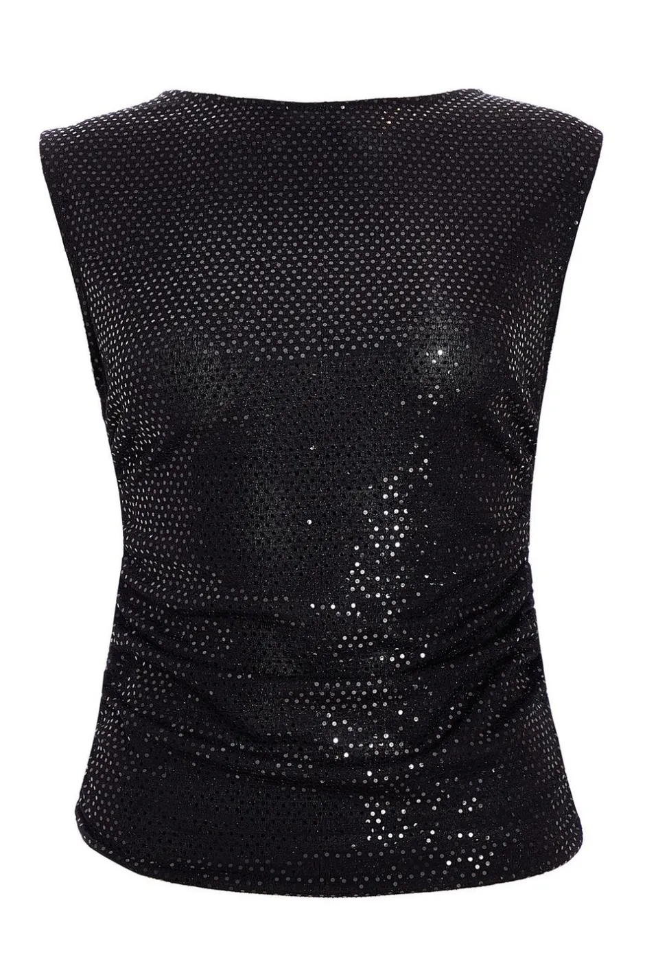 Quiz Sequin Vest Top Black New