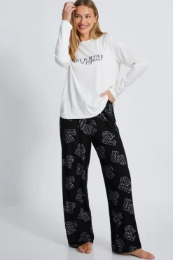 Quiz Black Slogan Pyjama Set New