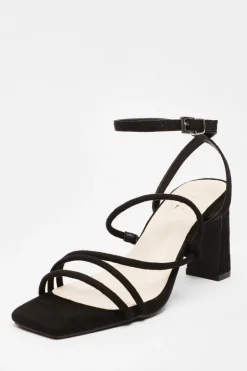 Quiz Strappy Block Heeled Sandals Black
