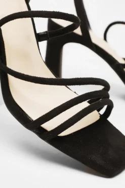 Quiz Strappy Block Heeled Sandals Black