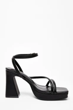 Quiz Strappy Platform Heeled Sandals Black Discount