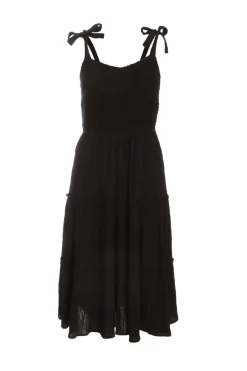 Quiz Black Strappy Tiered Midi Dress Online