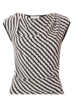 Quiz Black Striped Cowl Neck Top Discount