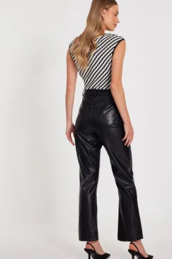 Quiz Black Striped Cowl Neck Top Discount
