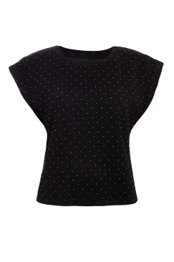 Quiz Stud Detail Top Black Outlet
