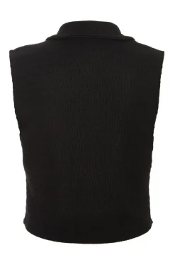 Quiz Black Textured Button Down Sleeveless Waistcoat Outlet