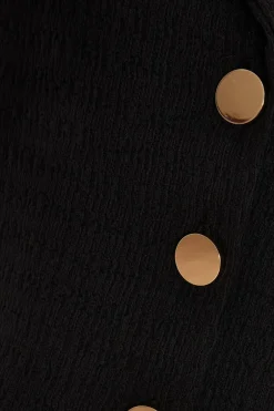 Quiz Black Textured Button Down Sleeveless Waistcoat Outlet