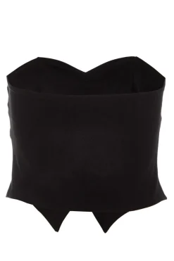 Quiz Black Textured Button Front Top Discount