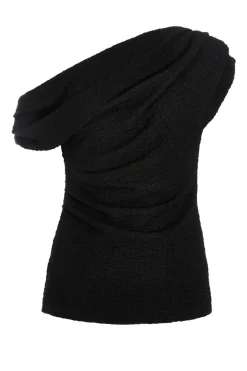 Quiz Black Textured Drape Neck Top New