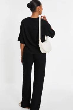 Quiz Textured Palazzo Trousers Black Hot
