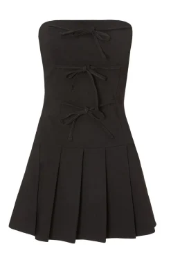 Quiz Tie Front Mini Dress Black Sale