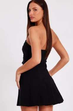 Quiz Tie Front Mini Dress Black Sale