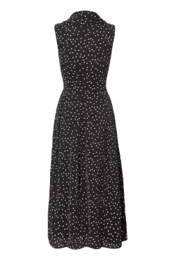 Quiz Tie Neck Polka Dot Midaxi Dress Black Best