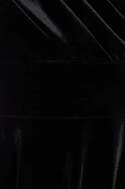 Quiz Black Velvet Bardot Midi Dress Sale