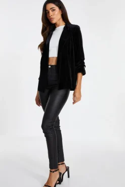 Quiz Velvet Blazer Black New