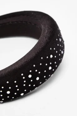 Quiz Black Velvet Diamante Headband Clearance